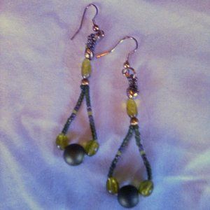 Hand Crafted Avocado Color beaded Earrings